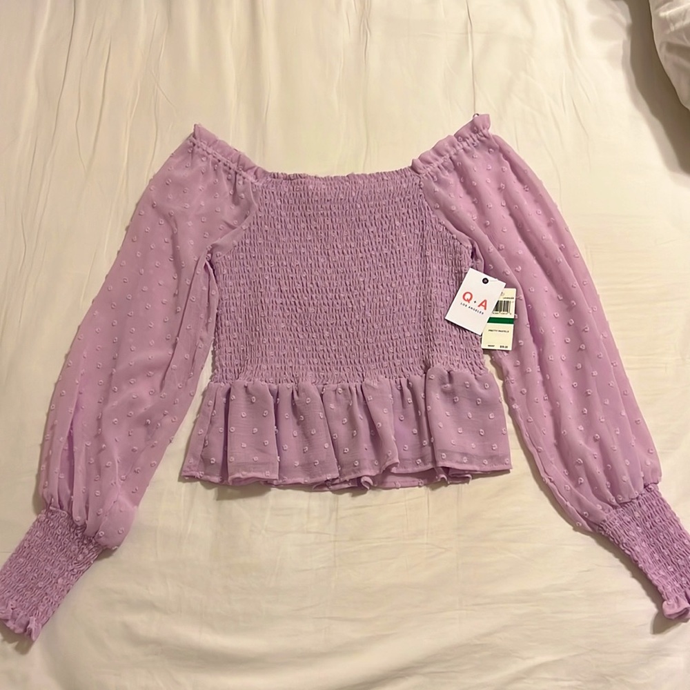 NWT Purple long sleeve blouse size large